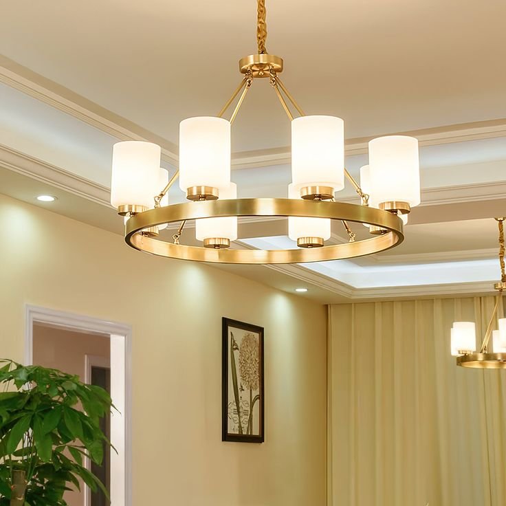 corsica chandelier 8 heads d 83cm x h 50cm ∅ 32 7″ x h 19.7″ brass & white glass
